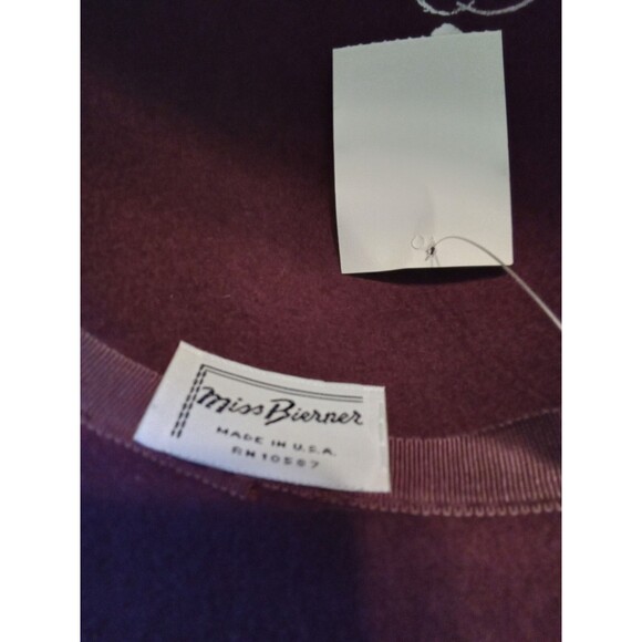 Miss Bierner Michael Howard‎ Burgundy Wool Felt Wide Brim Veiled Feather Hat NWT